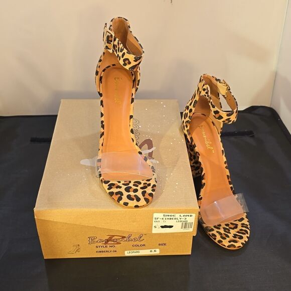 BRAND NEW BONNIBEL KIMBERLY LEOPARD SUEDE ANKLE STRAP HEELS - Picture 15 of 16
